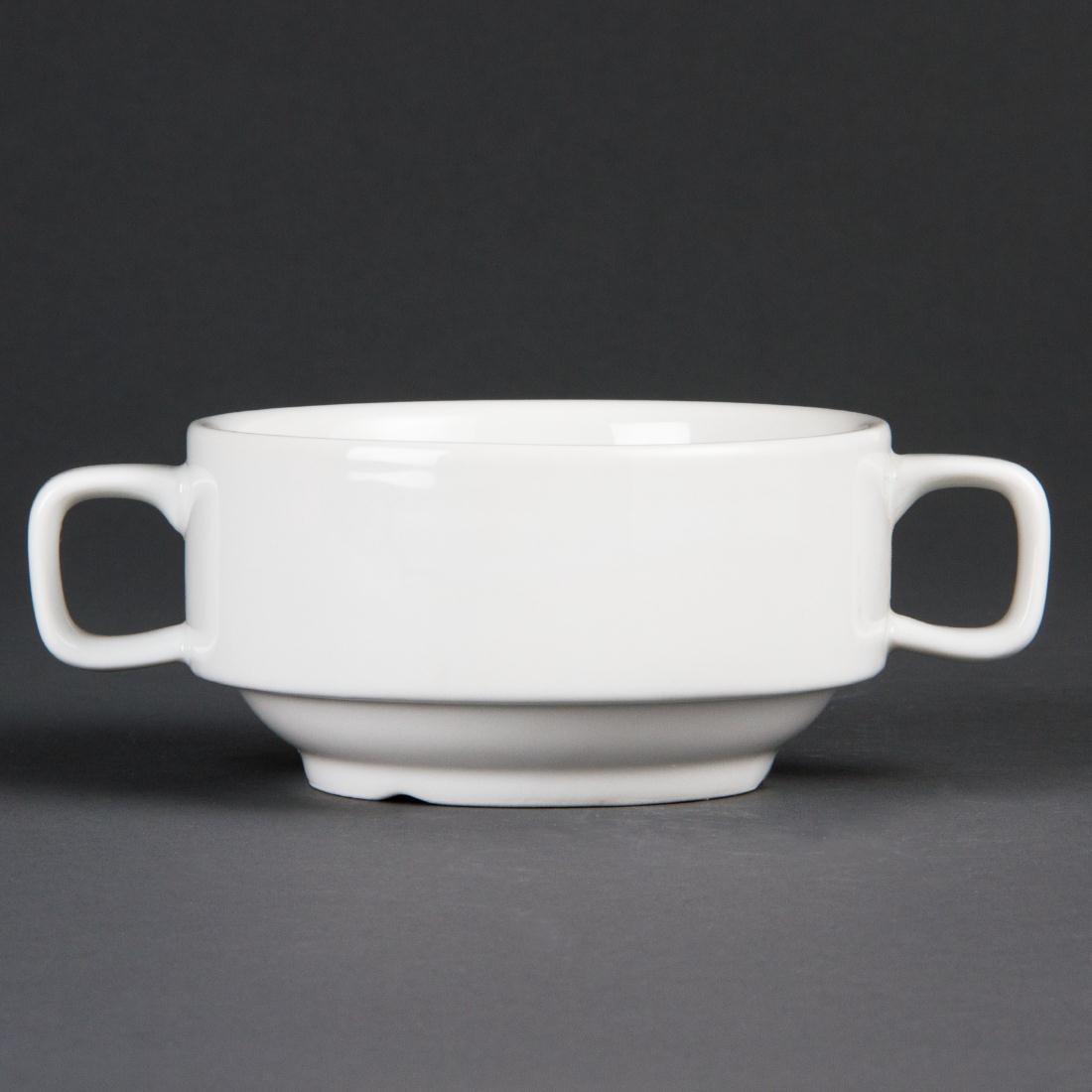 Olympia Whiteware Soup Bowls With Handles 400ml 14oz