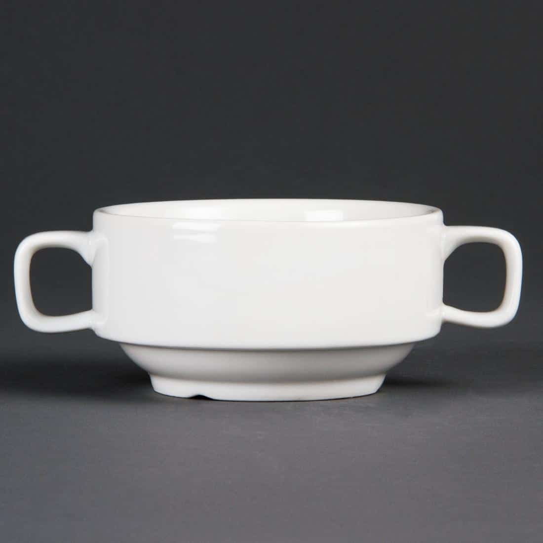 Olympia Whiteware Soup Bowls With Handles 400ml 14oz