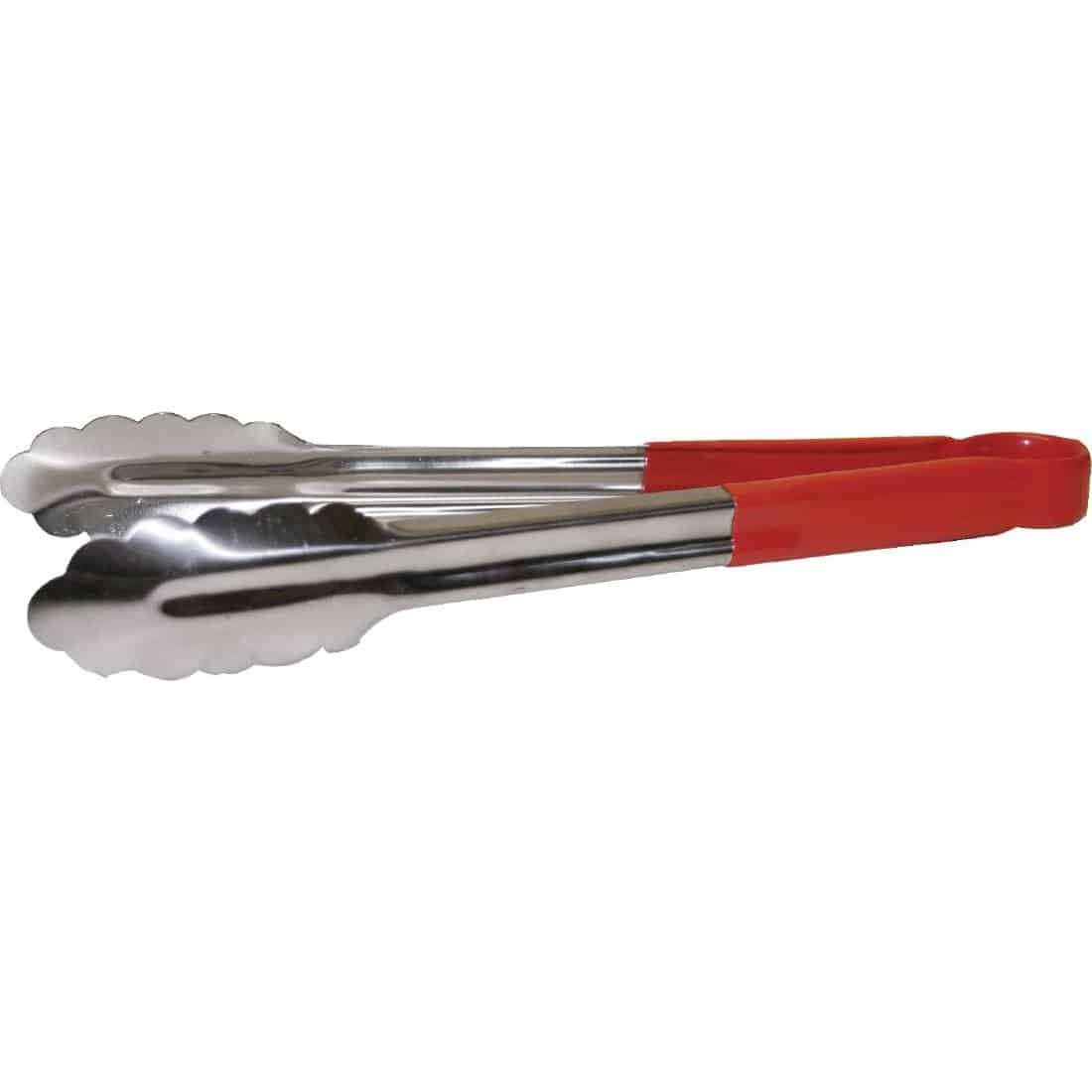 Vogue Colour Coded Red Serving Tongs 11"