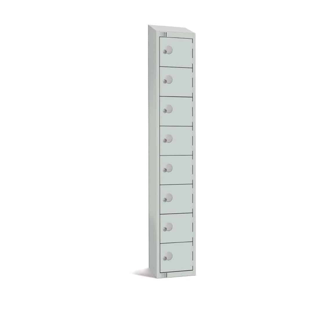 Elite Eight Door Camlock Locker with Sloping Top Grey