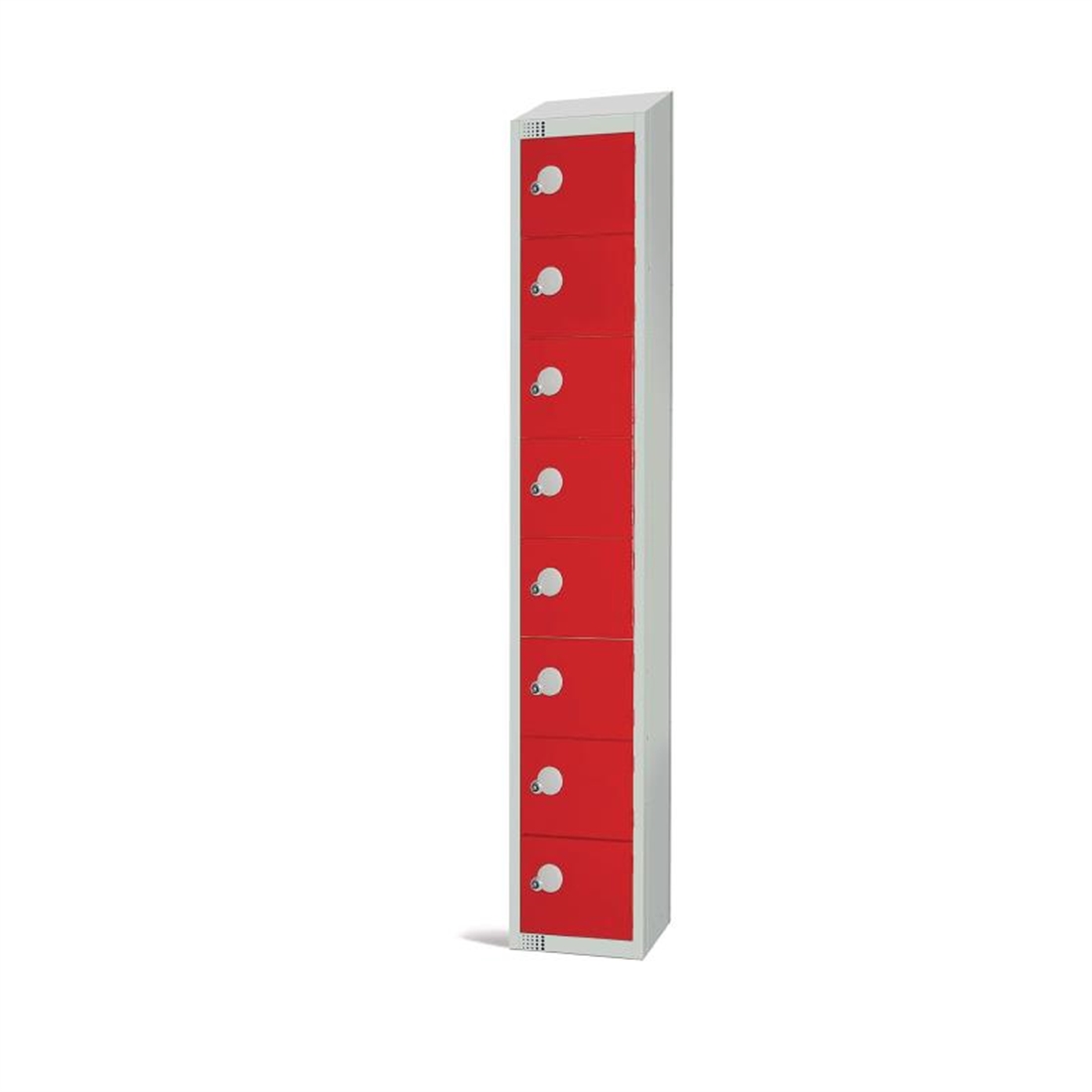 Elite Eight Door Padlock Locker with Sloping Top Red