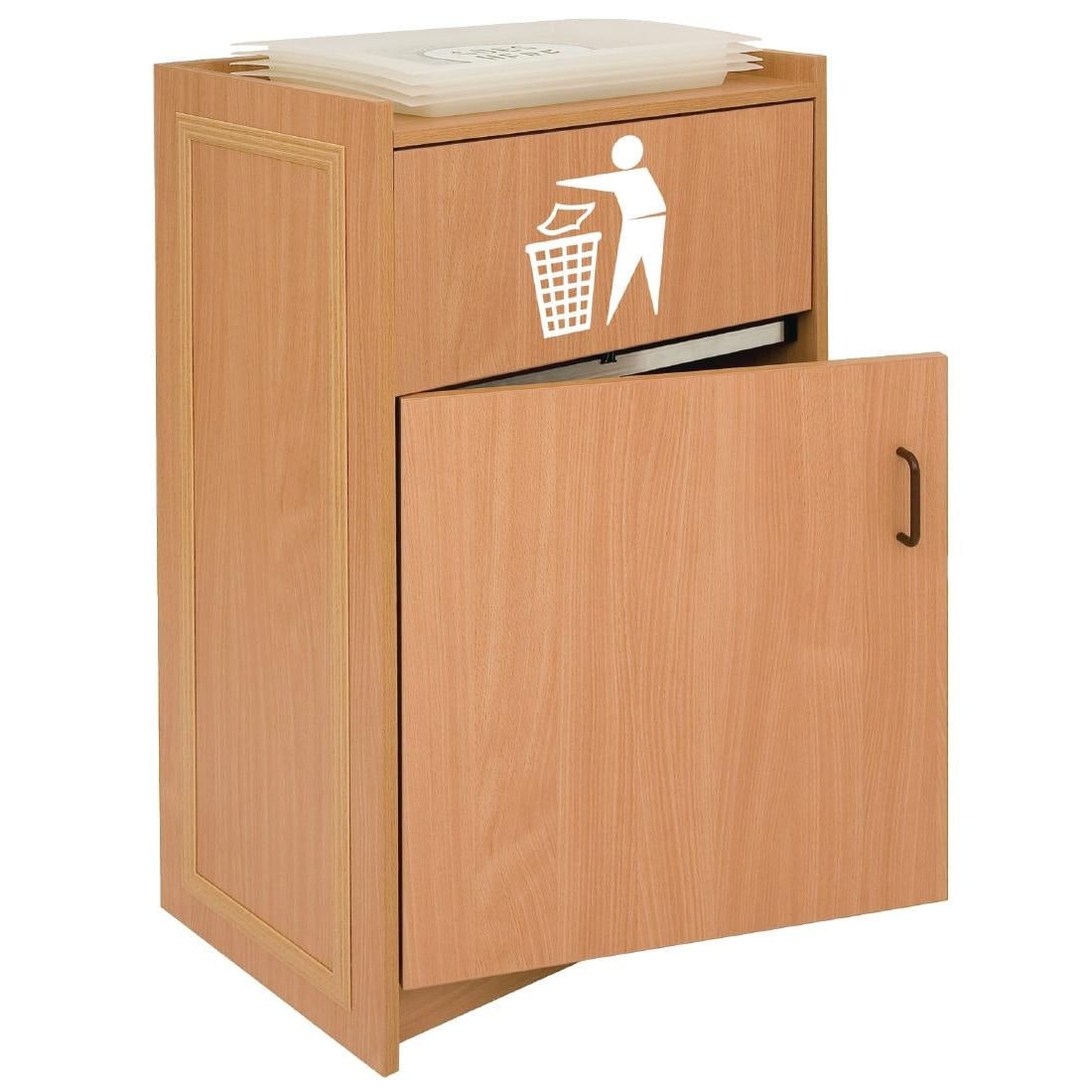 Beech Litter Bin with Tray Stand 90Ltr