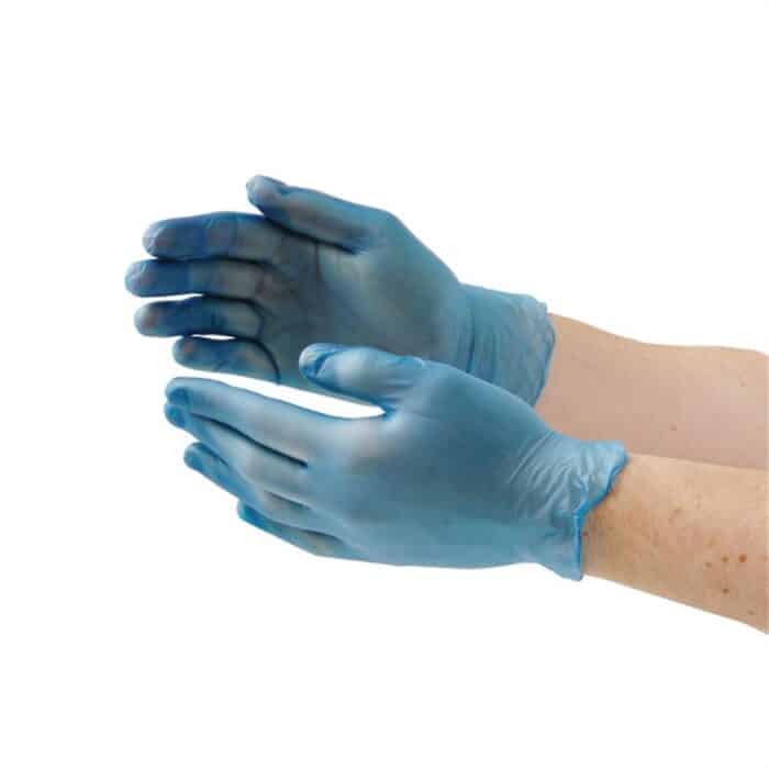 Vogue Vinyl Food Prep Gloves Blue Powder Free Small