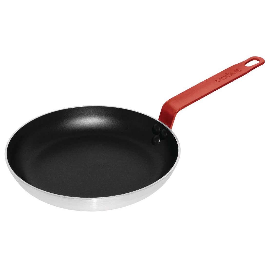 Vogue Non Stick Teflon Aluminium Frying Pan with Red Handle 240mm