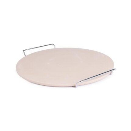 Round Pizza Stone with Metal Serving Rack