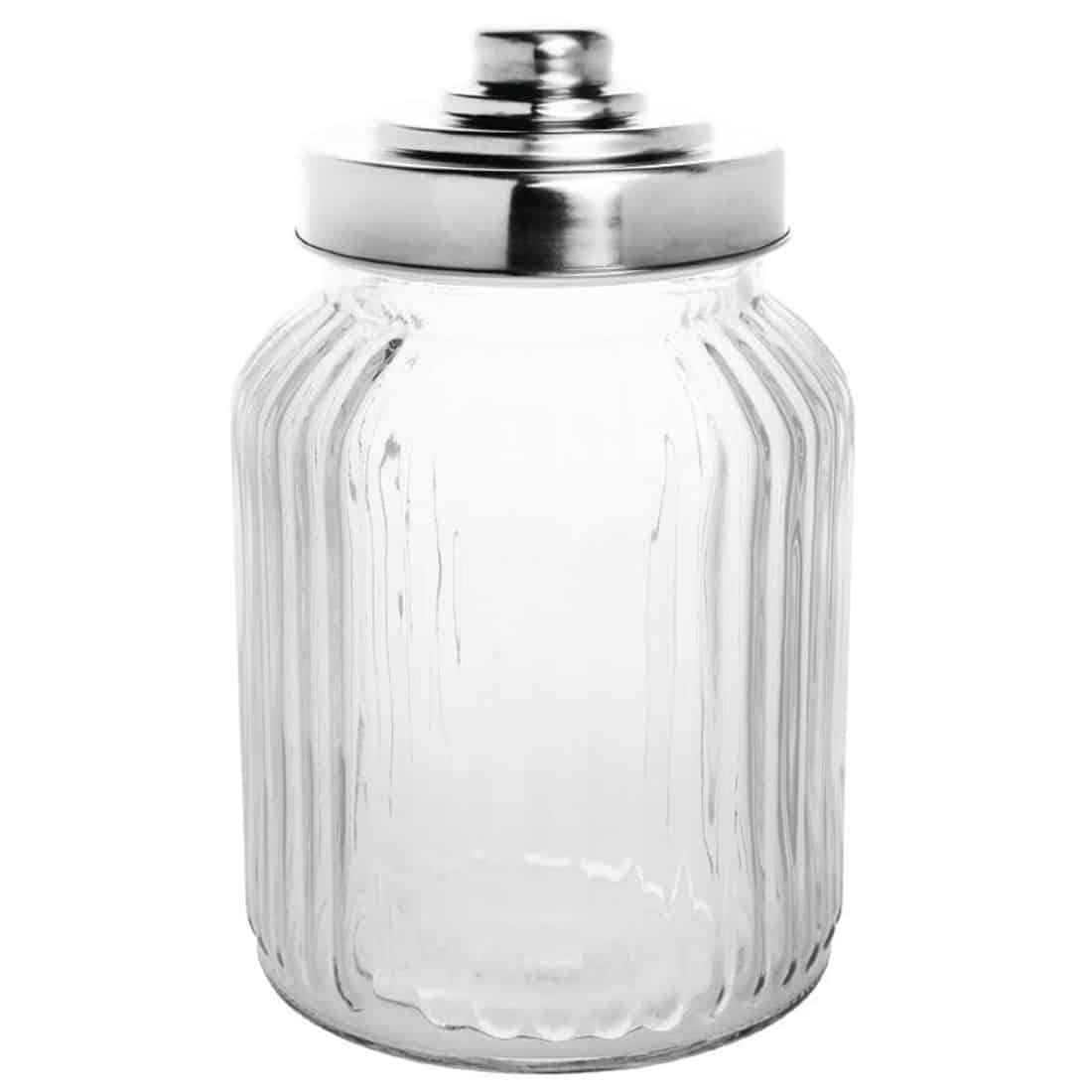 Olympia Ribbed Glass Storage Jar 900ml