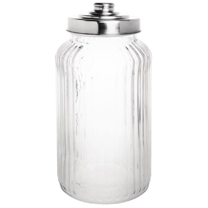 Olympia Ribbed Glass Storage Jar 1.4Ltr