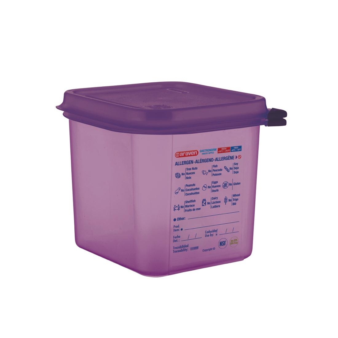 Araven 1/6 GN Polypropylene Gastronorm Food Container 2.6L