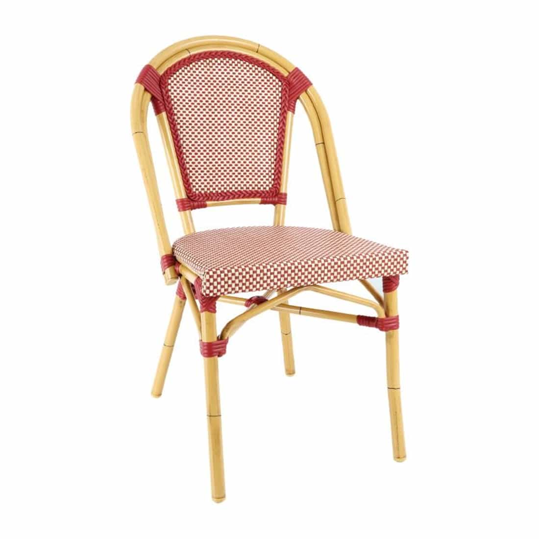 Bolero Continental Bistro Wicker Sidechair Red & Cream (Pack of 4)