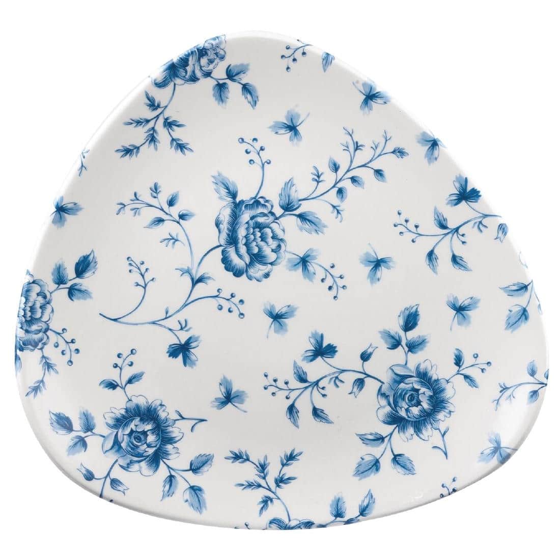 Churchill Vintage Prints Blue Rose Chintz Pattern Triangle Plate 229mm