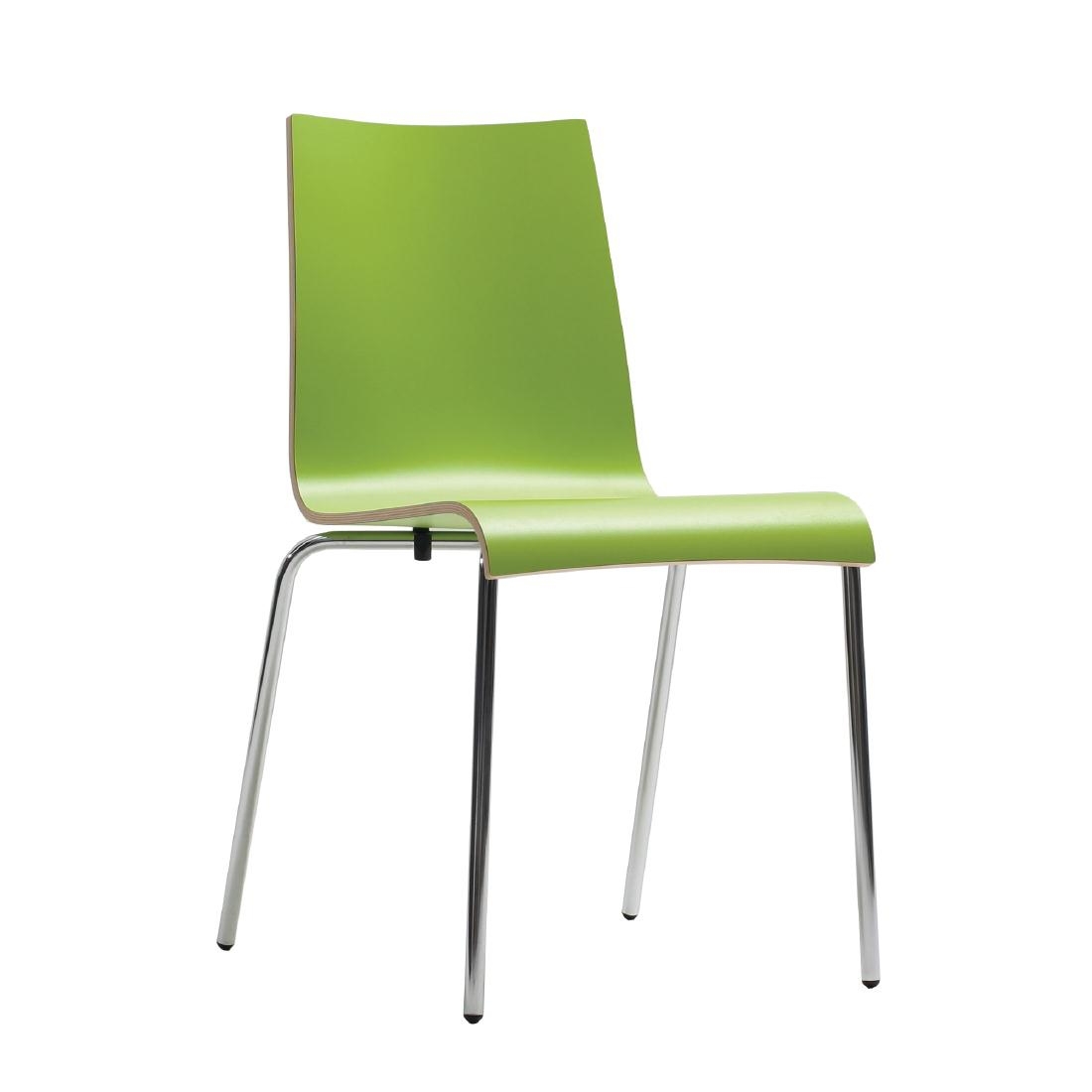 Bolero Plyform Stacking Sidechair Lime Green (Pack of 4)