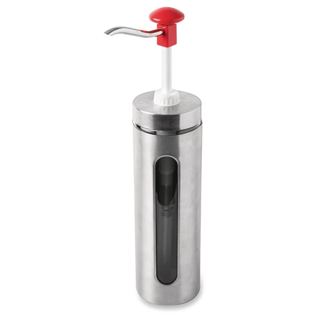 Schneider Stainless Steel Red Single Dose Pump Dispenser 30ml