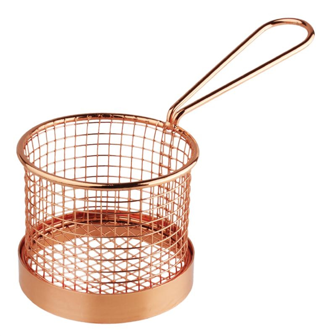 Olympia Round Chip Presentation Basket With Handle Copper