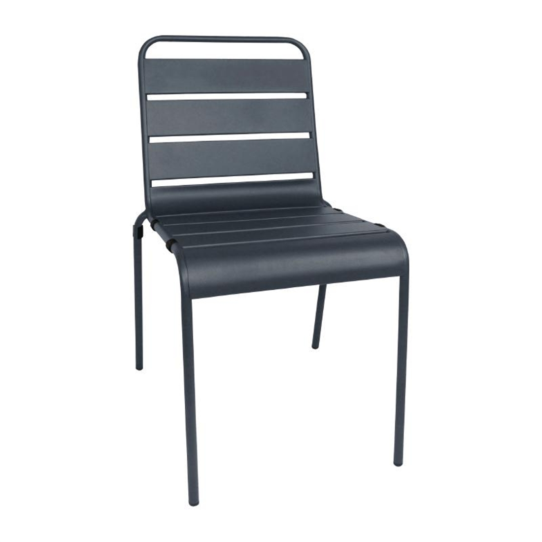Bolero Grey Slatted Steel Sidechair (Pack of 4)