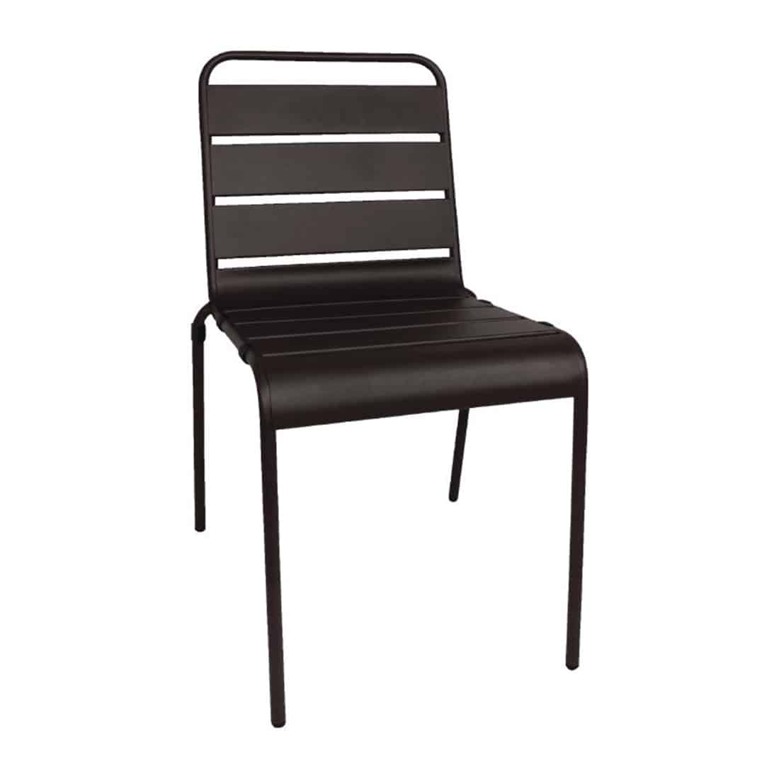 Bolero Black Slatted Steel Sidechair (Pack of 4)