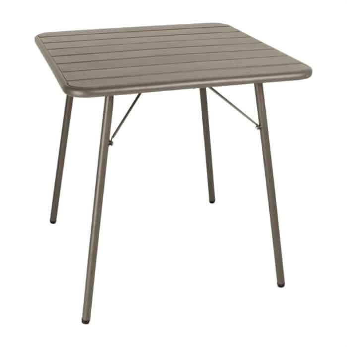 Bolero Slatted Square Steel Table Coffee 700mm