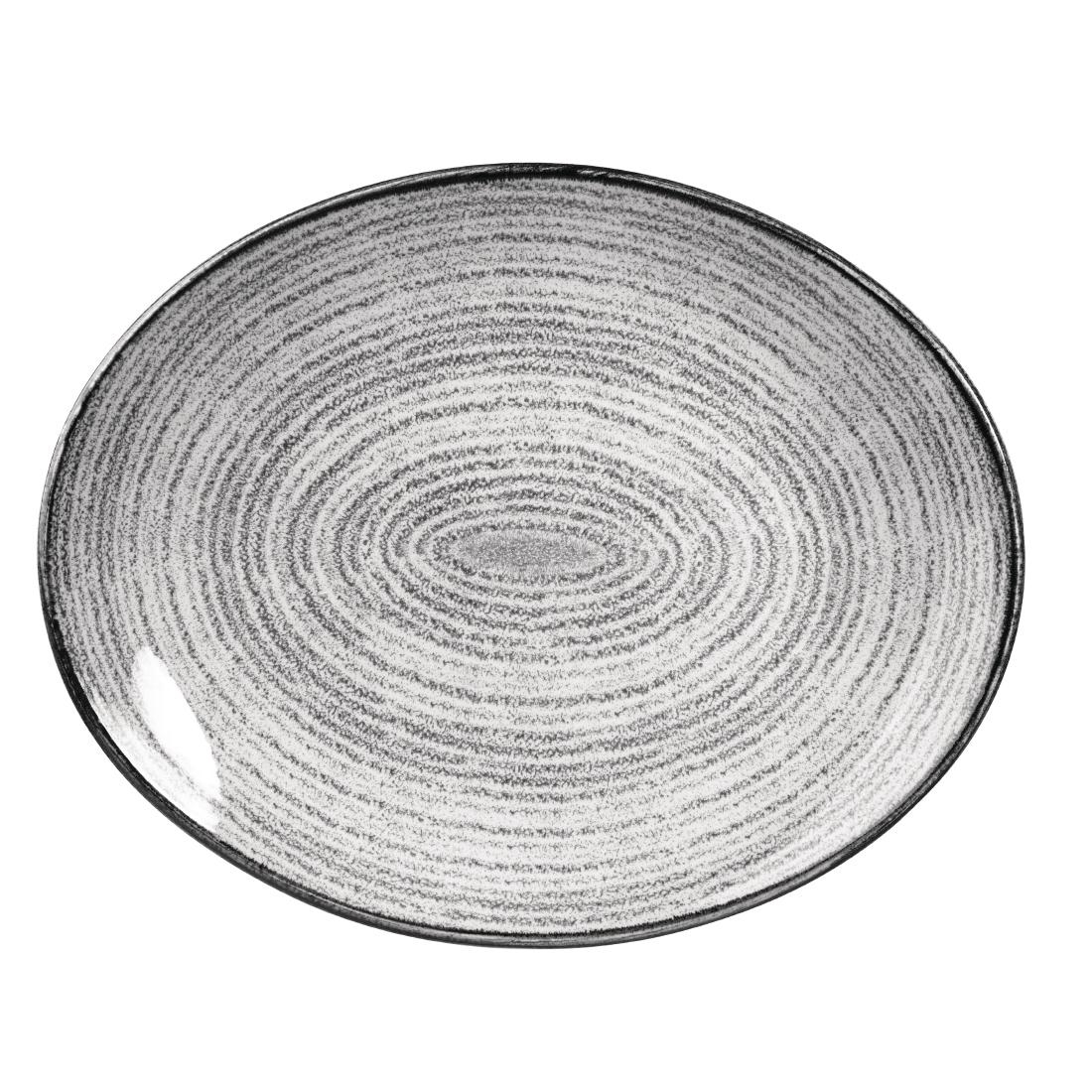 Churchill Studio Prints Homespun Stone Grey Oval Coupe Plate 317 x 255mm