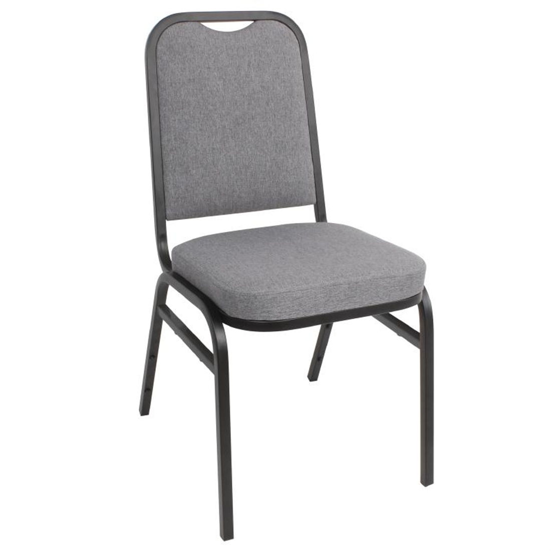 Bolero Steel Banqueting Chair Square Back with Grey Plain Cloth Pack 4