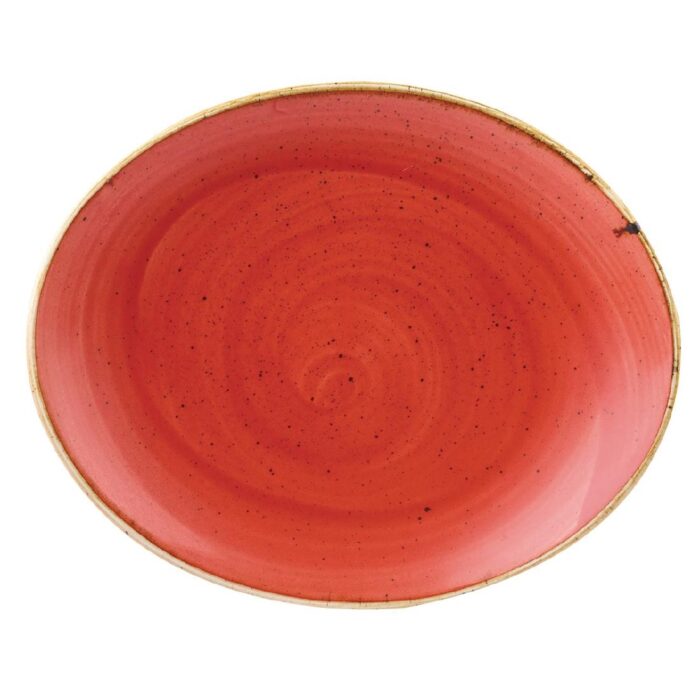 Churchill Stonecast Oval Coupe Plate Berry Red 192mm