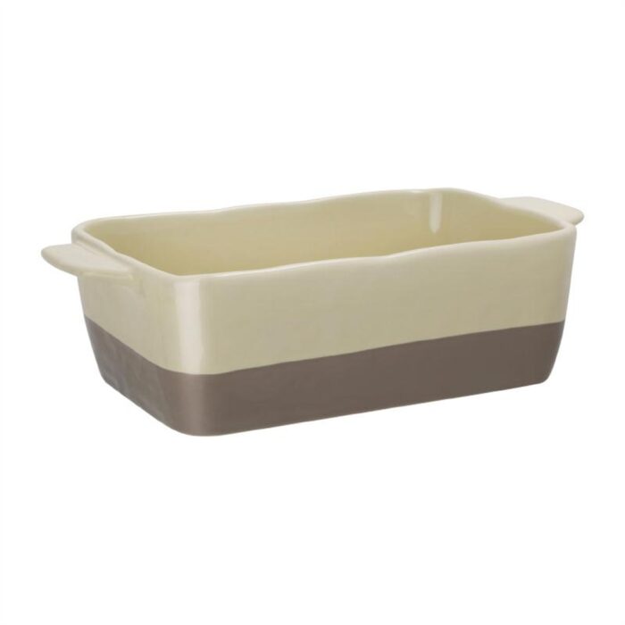 Olympia Cream And Taupe Ceramic Roasting Dish ⅓GN