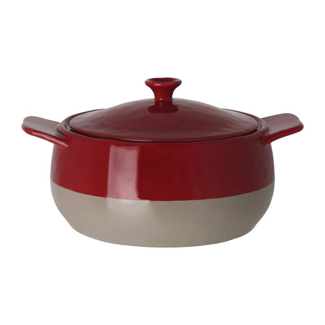 Olympia Red And Taupe Round Casserole Dish 1.8Ltr