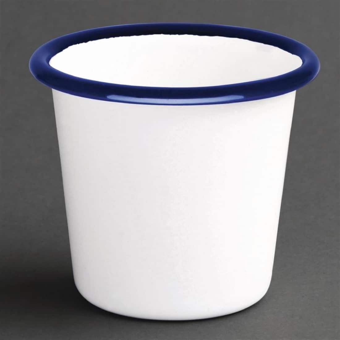 Olympia Enamel Sauce Cup White and Blue