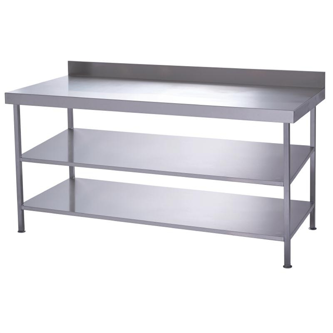 Parry Fully Welded Stainless Steel Wall Table 2 Undershelves 600x600mm