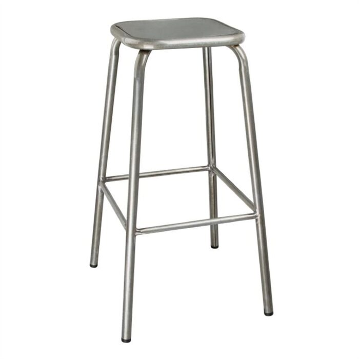 Bolero Galvanised Steel High Barstool with Metal Seatpad (Pack of 4)