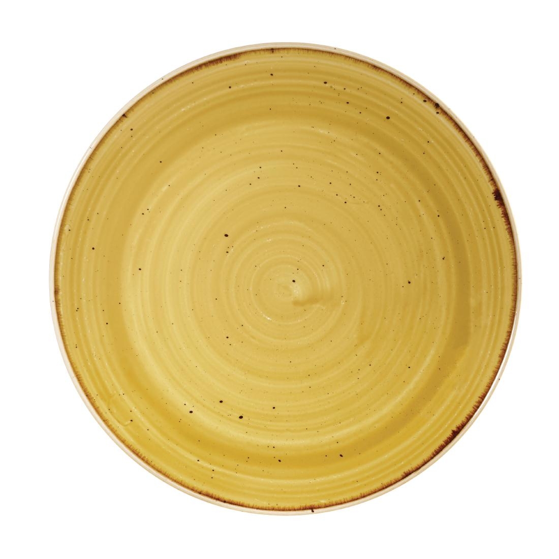 Churchill Stonecast Round Coupe Plate Mustard Seed Yellow 220mm