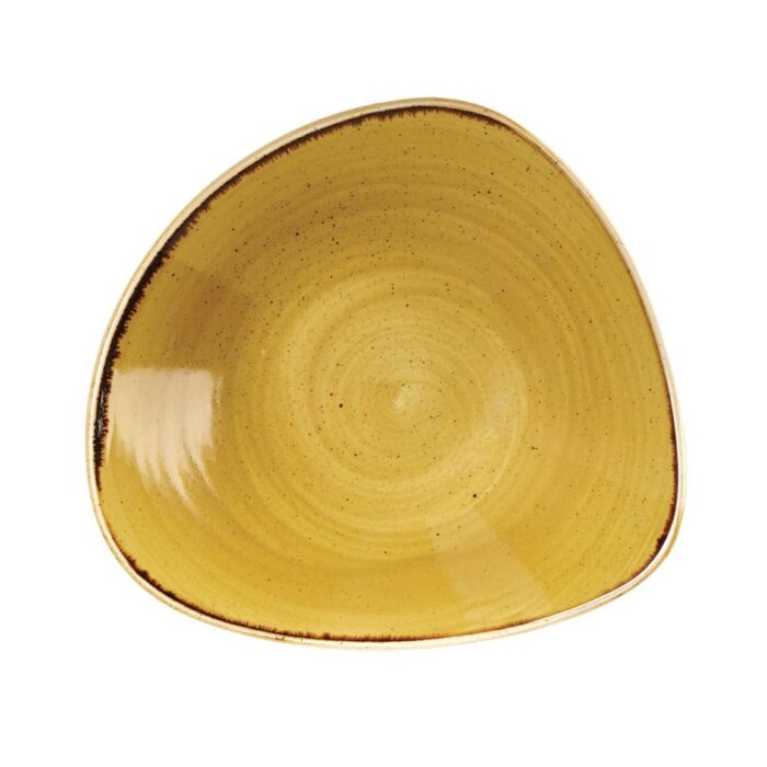 Churchill Stonecast Triangle Bowl Mustard Seed Yellow 229mm