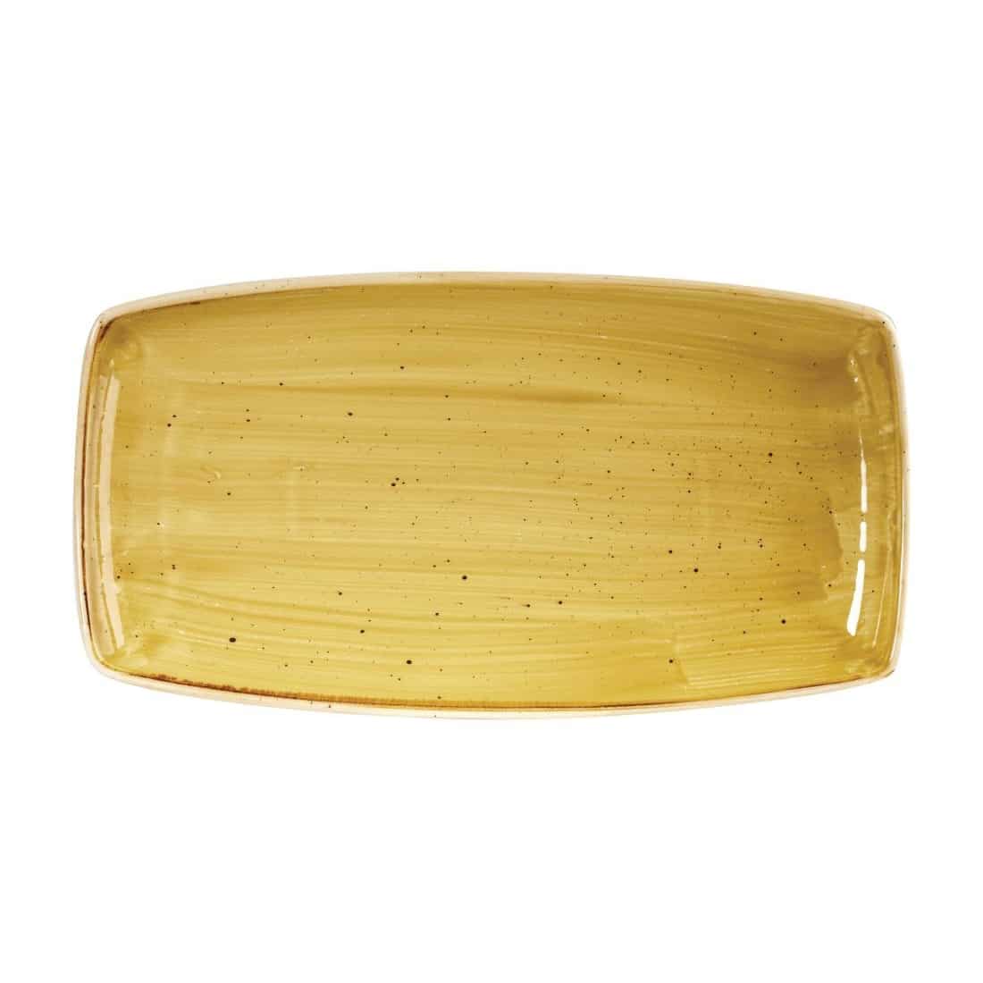 Churchill Stonecast Rectangular Plate Mustard Seed Yellow 350 x 185mm