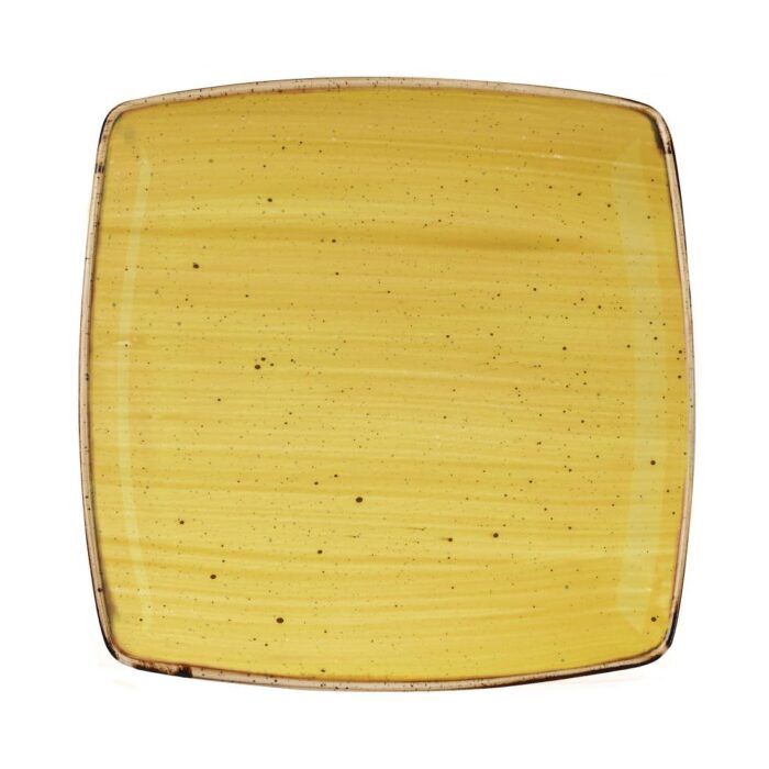 Churchill Stonecast Deep Square Plate Mustard Seed Yellow 260mm