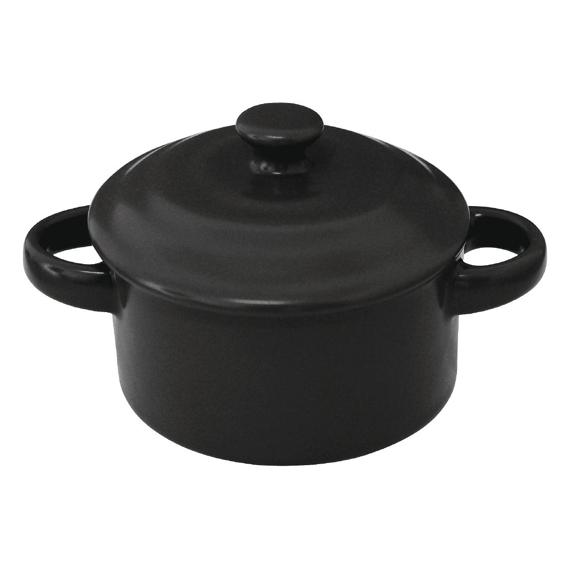 Olympia Mini Round Pots Black 227ml 8oz