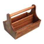 Acacia Wood Condiment Basket with Handle