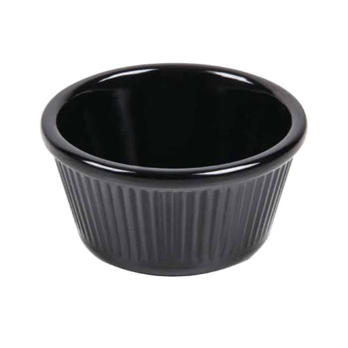 Kristallon Melamine Fluted Ramekins Black 57mm