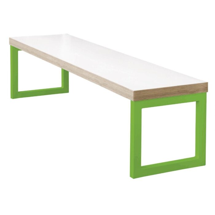 Bolero White Dining Bench White with Green Frame 6ft