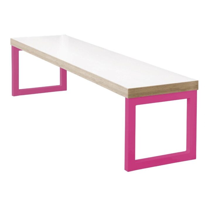 Bolero Dining  Bench White with Pink Frame 6ft