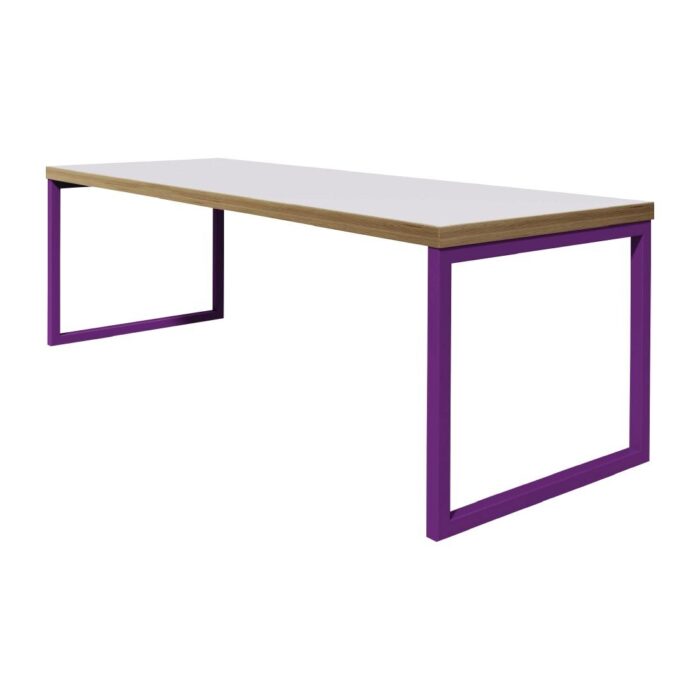 Bolero Dining Table White with Violet Frame 6ft