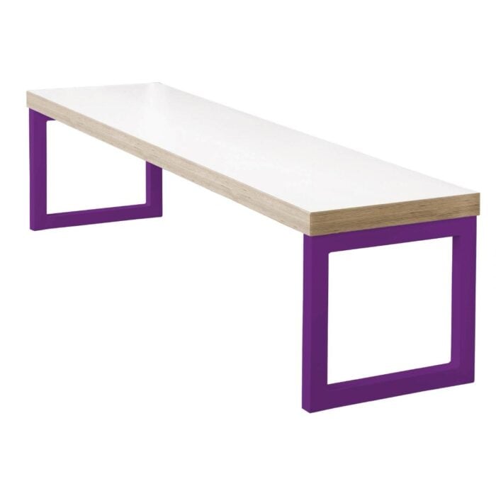 Bolero Dining Bench White with Violet Frame 5ft