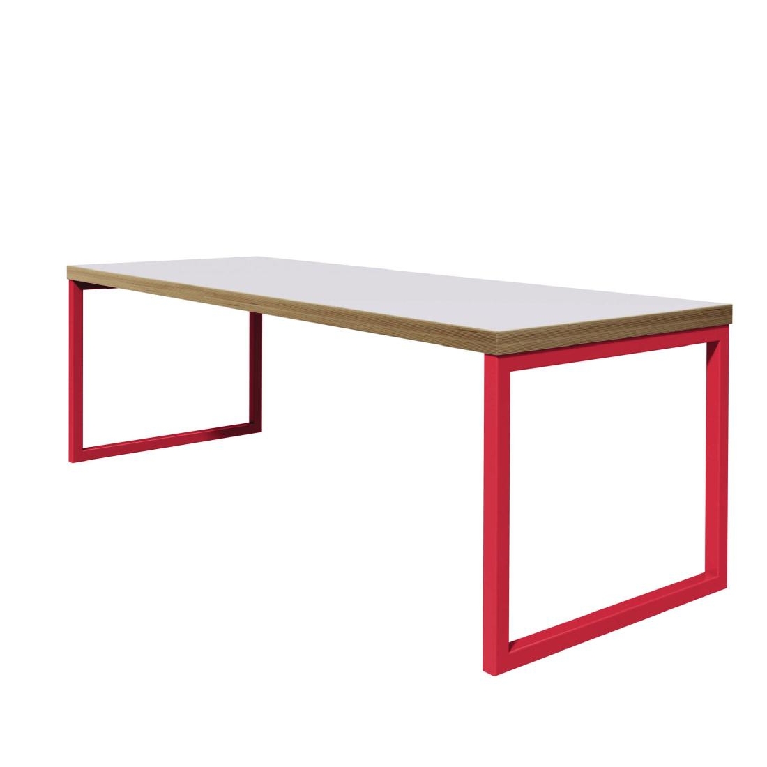 Bolero Dining Table White with Red Frame 4ft