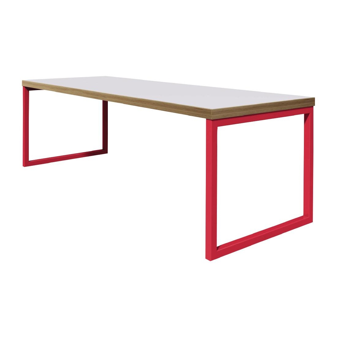 Bolero Dining Table White with Red Frame 6ft