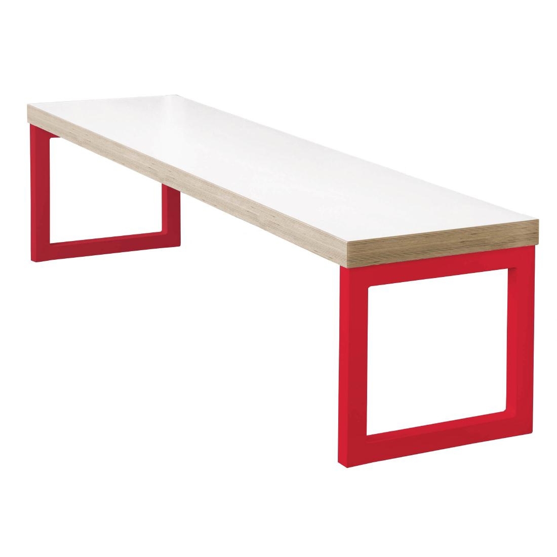 Bolero Dining Bench White with Red Frame 3ft