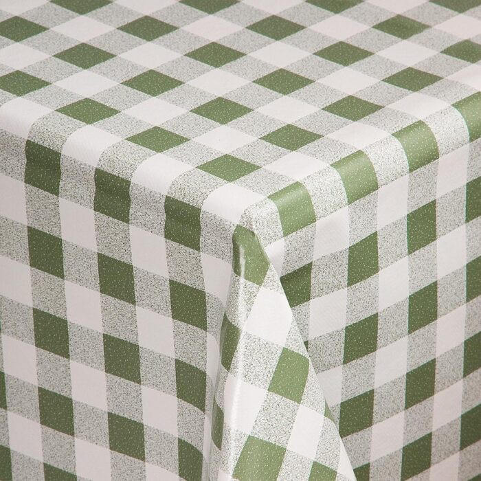 PVC Chequered Tablecloth Green 54 x 70in