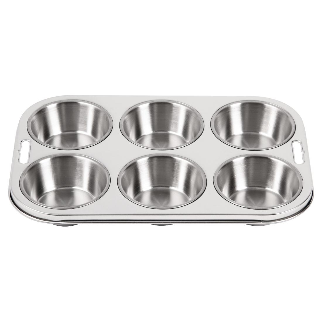 Vogue Stainless Steel 6 Cup Deep Muffin Tray
