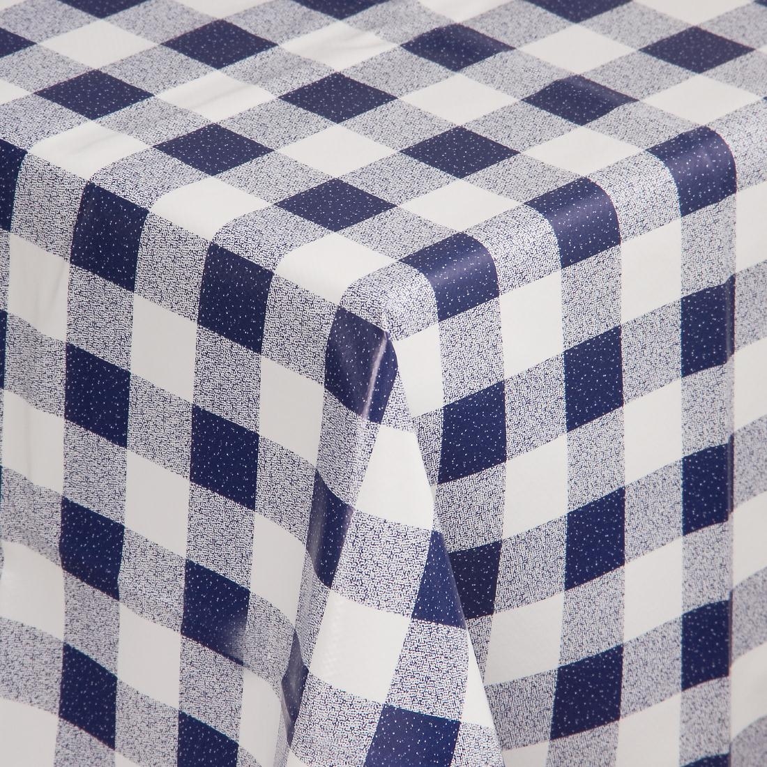 PVC Chequered Tablecloth Blue 54in