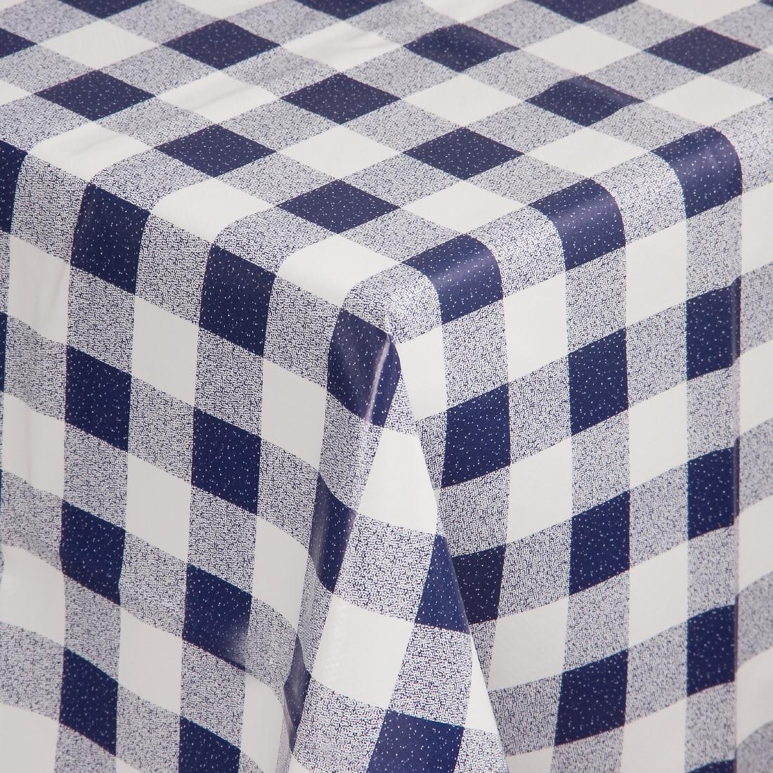 PVC Chequered Tablecloth Blue 54 x 70in