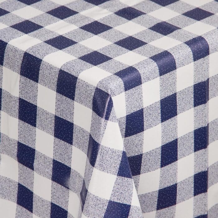 PVC Chequered Tablecloth Blue 54 x 90in