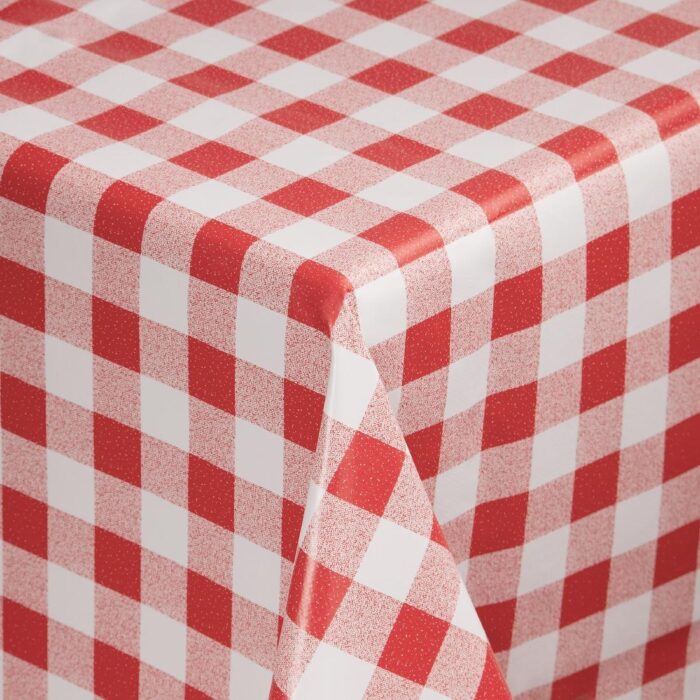 PVC Chequered Tablecloth Red 54 x90in