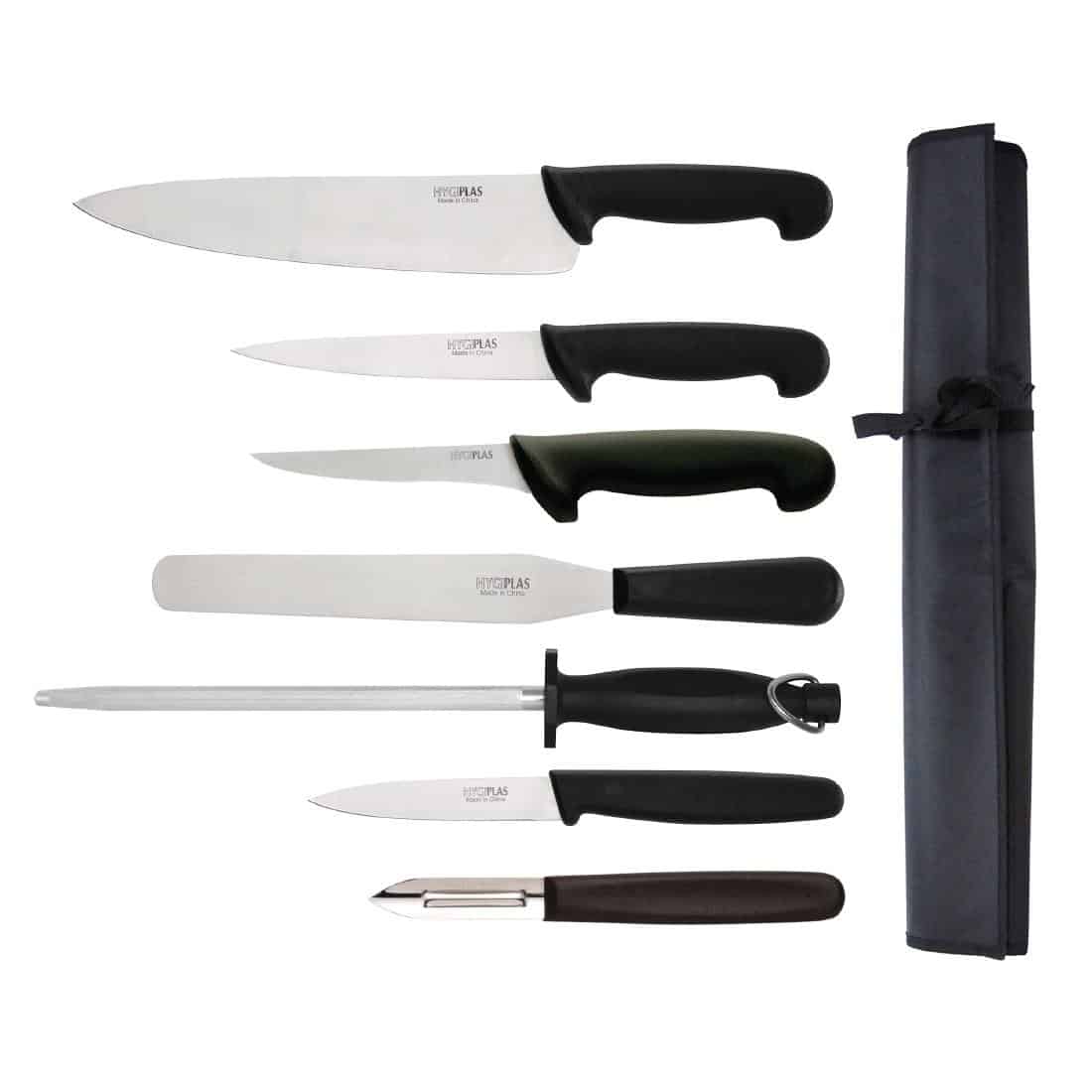Hygiplas 7 Piece Knife Starter Set With 26.5cm Chefs Knife and Wallet