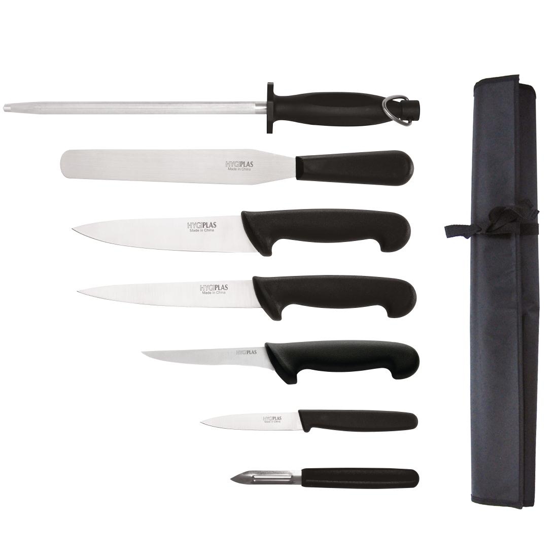 Hygiplas 7 Piece Starter Knife Set With 20cm Chefs Knife and Wallet